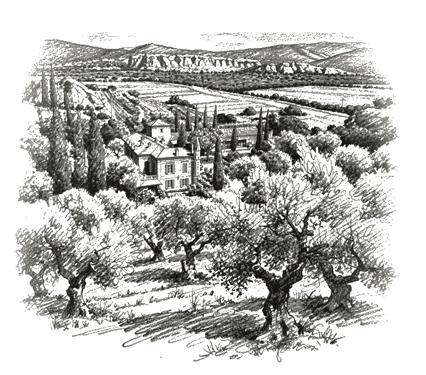 Pencil sketch of Mas d'Arvieux